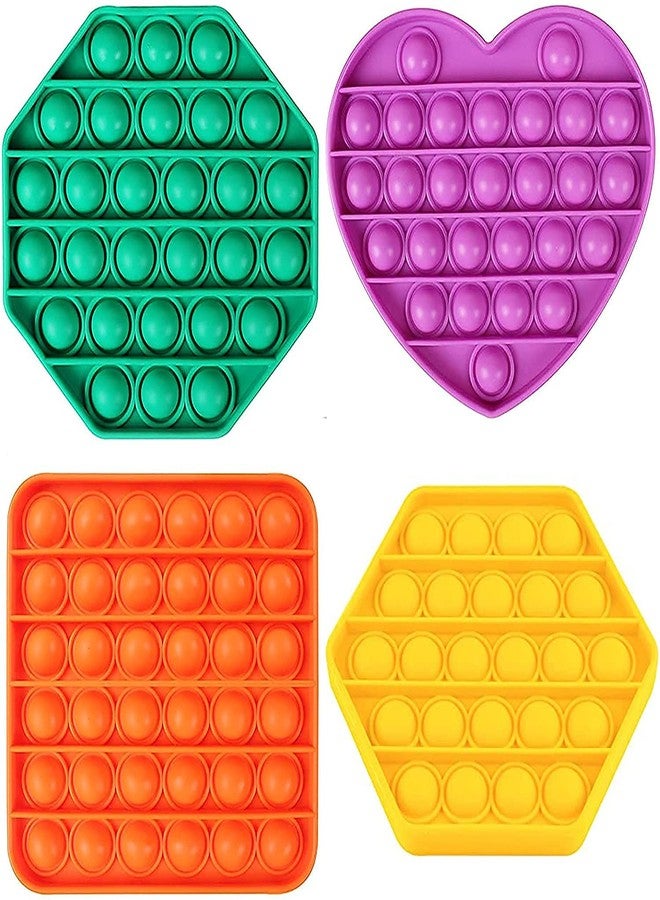 IndusBay® Pack of 4, Pop It Fidget Toys, Push Pop Bubble Fidget Sensory Toy, Autism Special Needs Silicone Stress Relief Toy, Great Fidget Toy Sensory Toys for Girls Boys Kids Adults - Image 1
